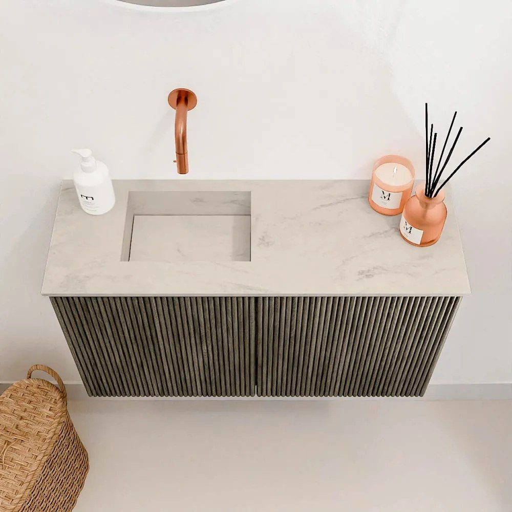 Mondiaz Joya DLux 70cm toiletmeubel shadow met wastafel faye links zonder kraangat opalo