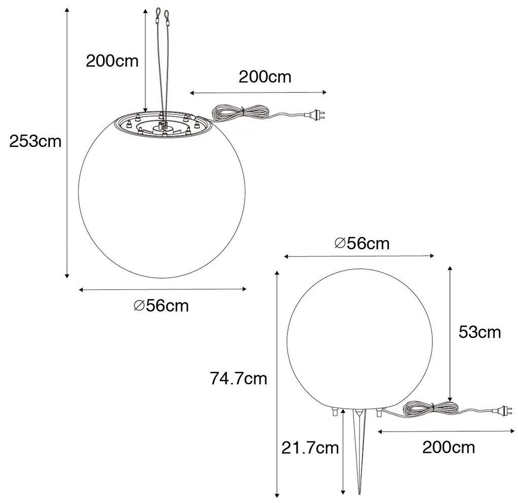 Moderne buitenlamp wit 56 cm IP44 - Nura Modern E27 IP44 Buitenverlichting bol / globe / rond