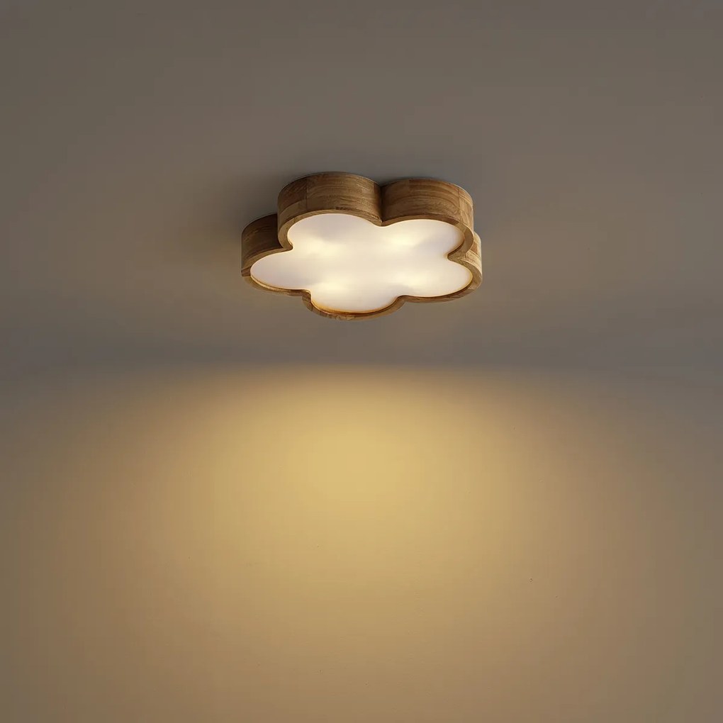 Kinder plafondlamp hout met wit - Lucille