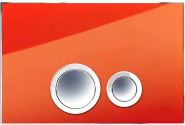 Rezi Design bedieningsplaat glas DF met 2 ongelijke druktoetsen in verchroomd kunststof 260x173mm tomaat rood/chroom BB3651D1RT