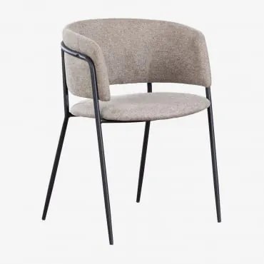 Set Van 2 Gestoffeerde Eetkamerstoelen Met Armleuningen Nalon Zwart & Stof Zandbruin & Stof - Sklum