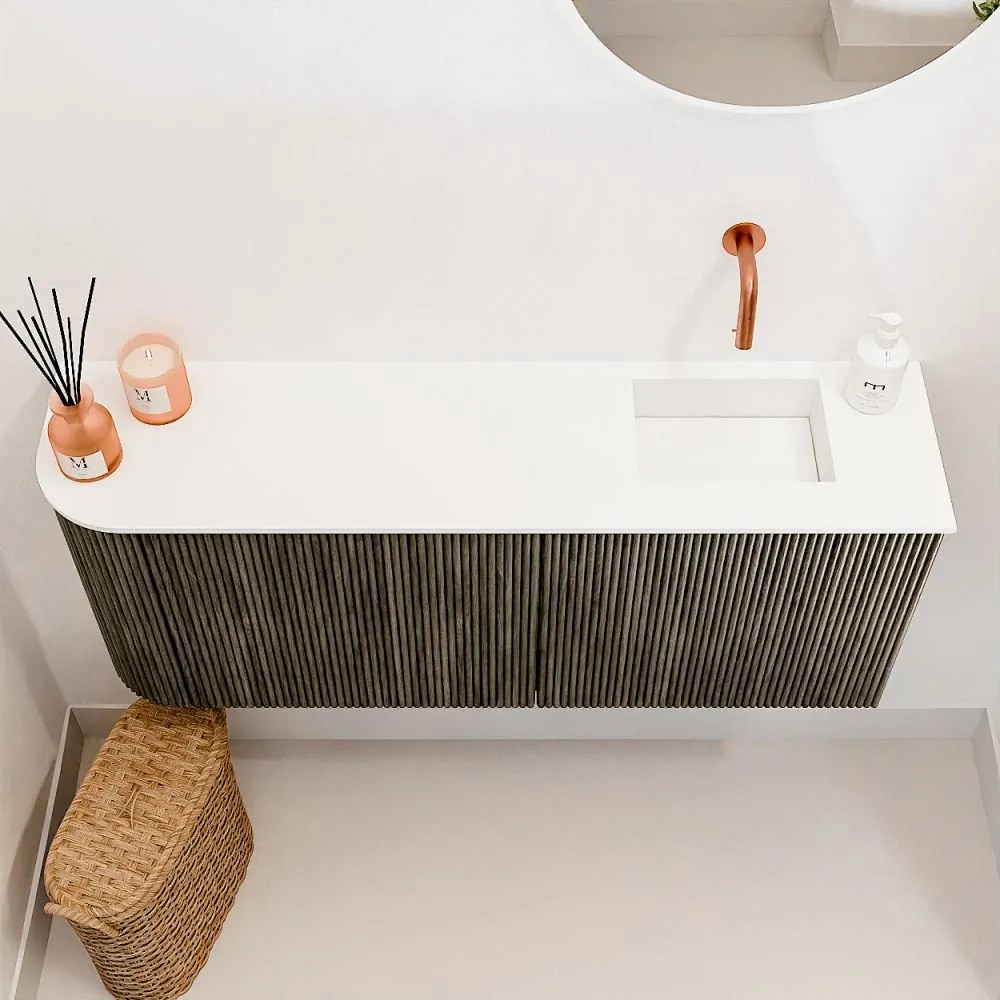 Mondiaz Joya 100cm toiletmeubel ronding links shadow met wastafel faye rechts zonder kraangat talc