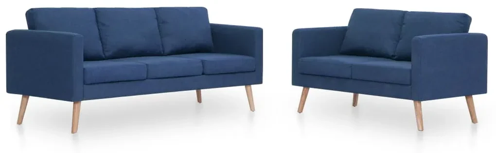 vidaXL 2-delig Bankstel stof blauw