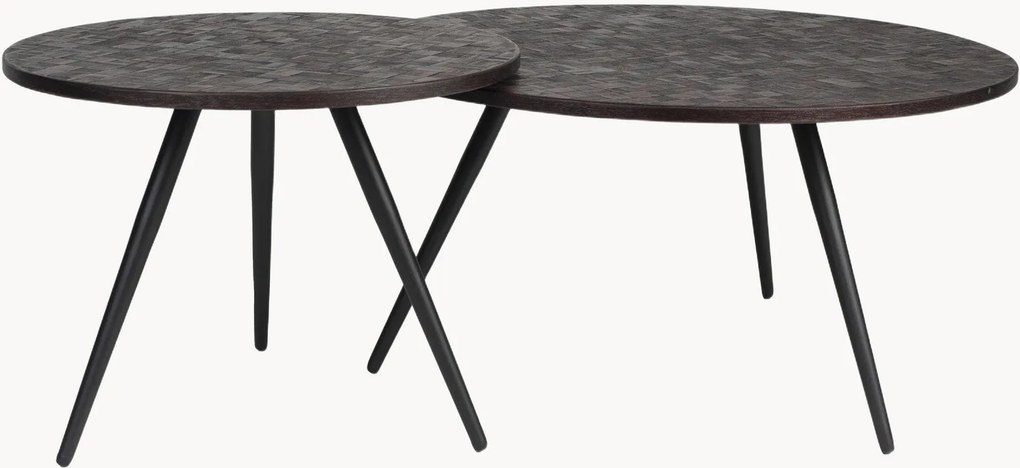 Salontafels Webster met teakhouten tafelblad, 2-delig
