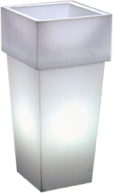 Verlichte bloempot GEMINI vierkant 85 cm hoog WIT licht