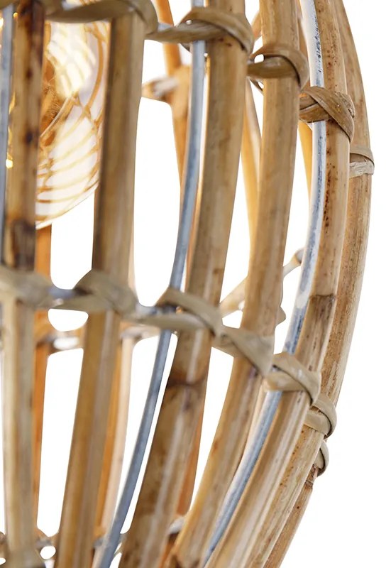 Landelijke plafondlamp bamboe en wit - Canna Capsule