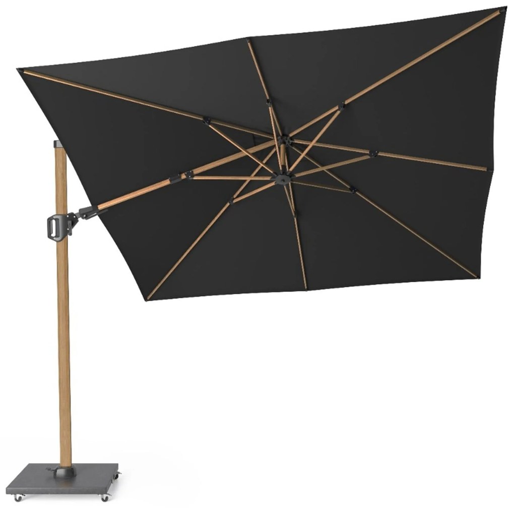 Platinum Challenger zweefparasol 3x3m T2 premium teaklook frame (incl. voet en hoes) faded black