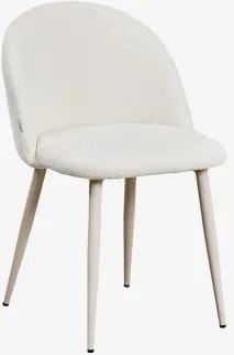 Kana Gestoffeerde Eetkamerstoel En Staal Beige – Crème & Bouclé Wit & Bouclé - Sklum