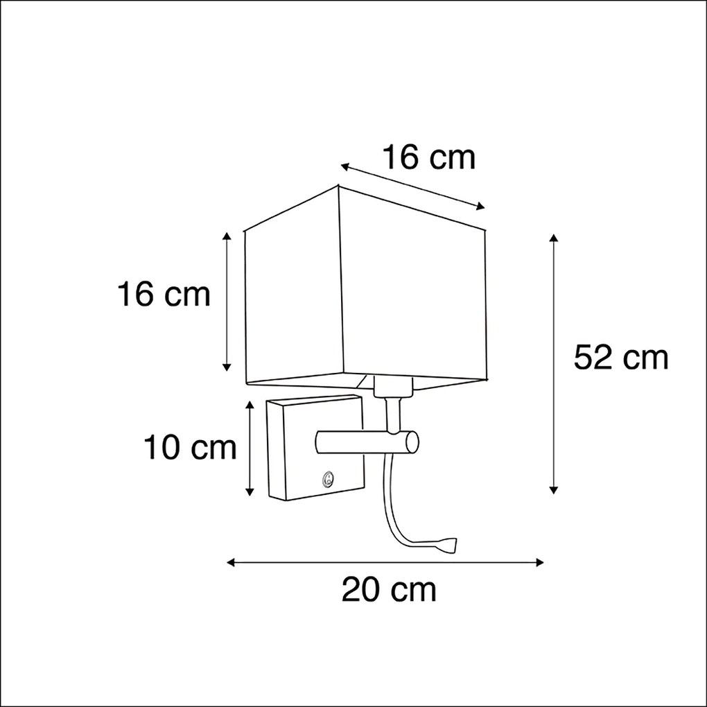 Smart wandlamp met dimmer zwart met USB incl. Wifi A60 en GU10 - Zeno Modern E27 kubus / vierkant vierkant Binnenverlichting Lamp