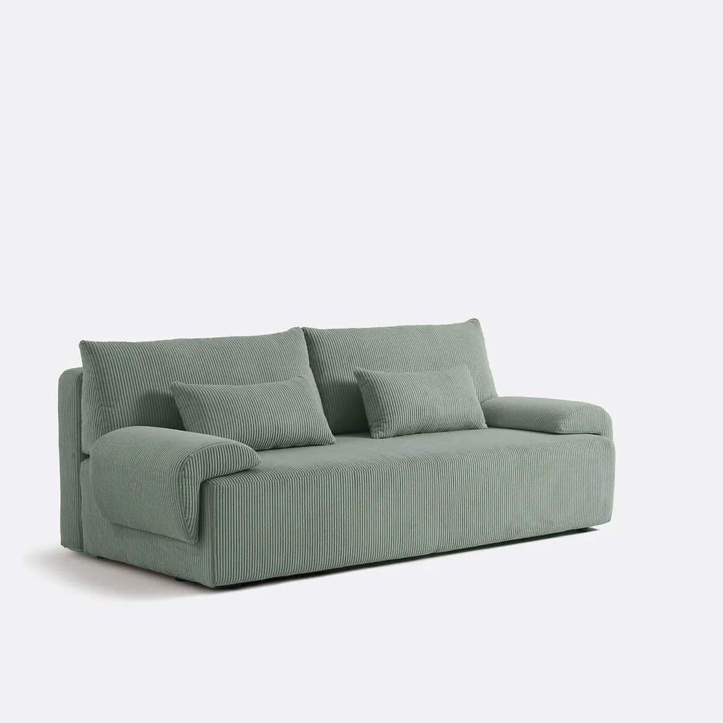 3-zits omvormbare bank met koffer, van ribfluweel, MAONA