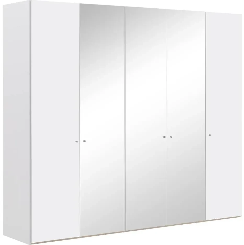 Goossens Kledingkast Easy Storage Ddk, Kledingkast 253 cm breed, 220 cm hoog, 2x draaideur en 3x spiegel draaideur midden