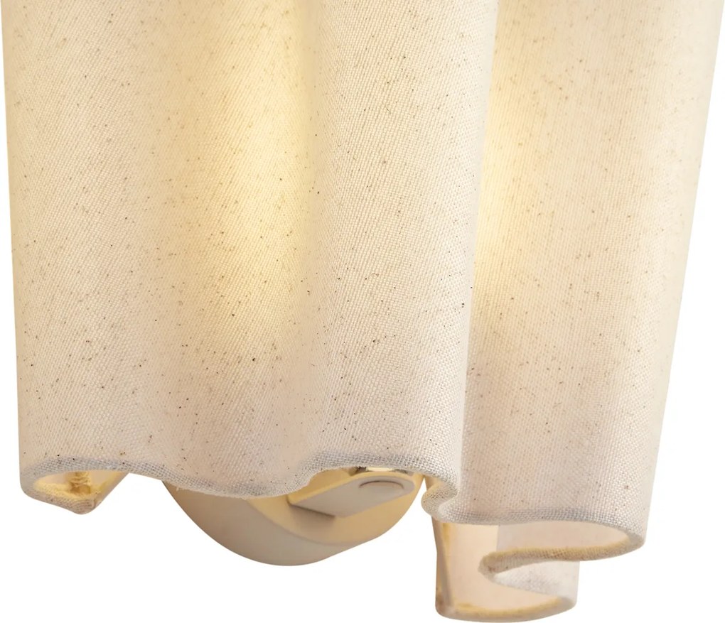 Japandi wandlamp beige met linnen 20cm - Oyster
