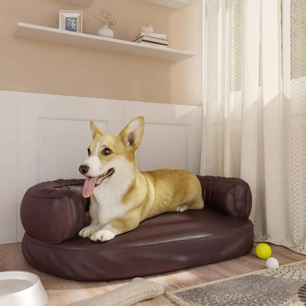 vidaXL Hondenmand met ergonomisch schuim 60x42 cm kunstleer bruin