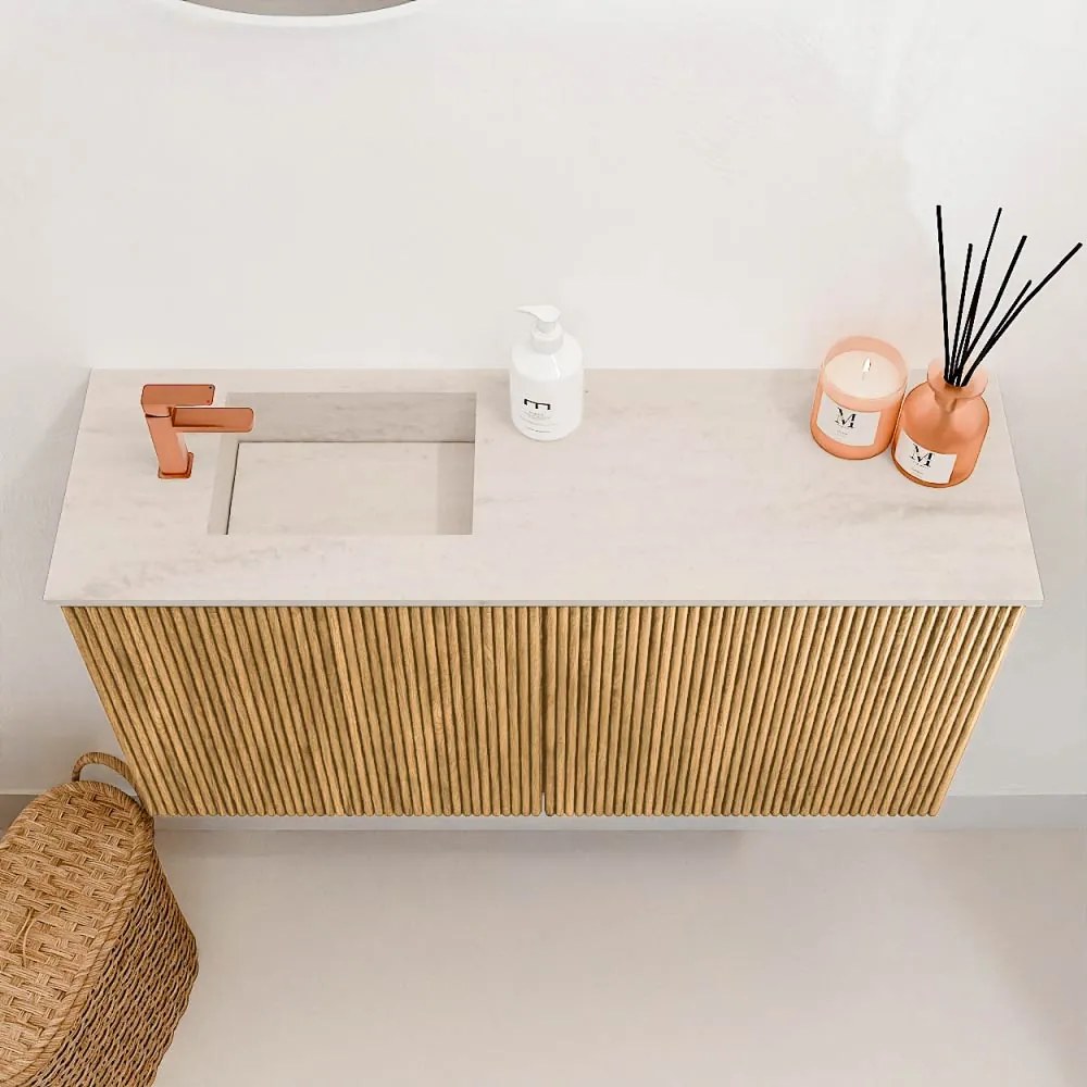 Mondiaz Joya DLux 80cm toiletmeubel oak met wastafel faye links 1 kraangat meli