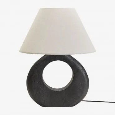 Joana Mangohouten Tafellamp Gewoon Zwart & Wit Ø40 Cm Menorca - Sklum