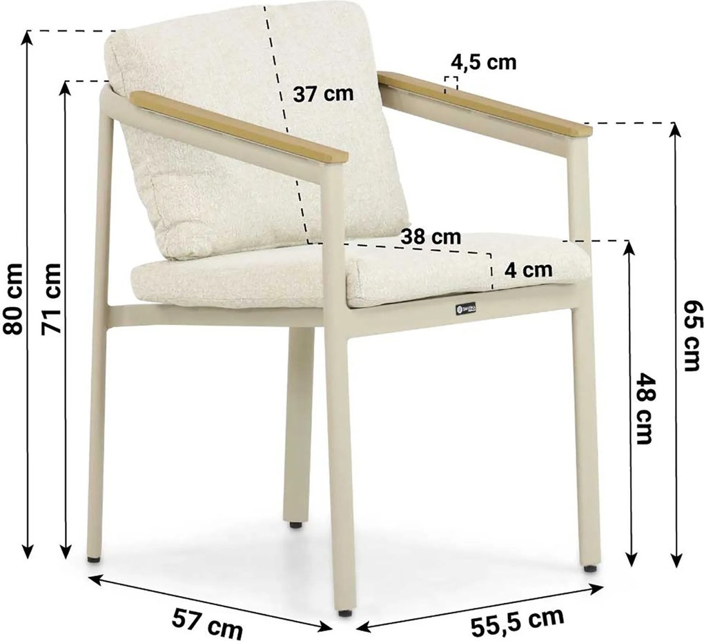 Tuinstoel stapelbaar Aluminium Taupe-naturel-bruin Santika Mind