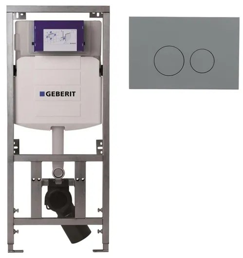 Geberit Inbouwreservoir - UP320 - QeramiQ push bedieningsplaat - dualflush - ronde knoppen - kunststof licht grijs SW1102374/0701131