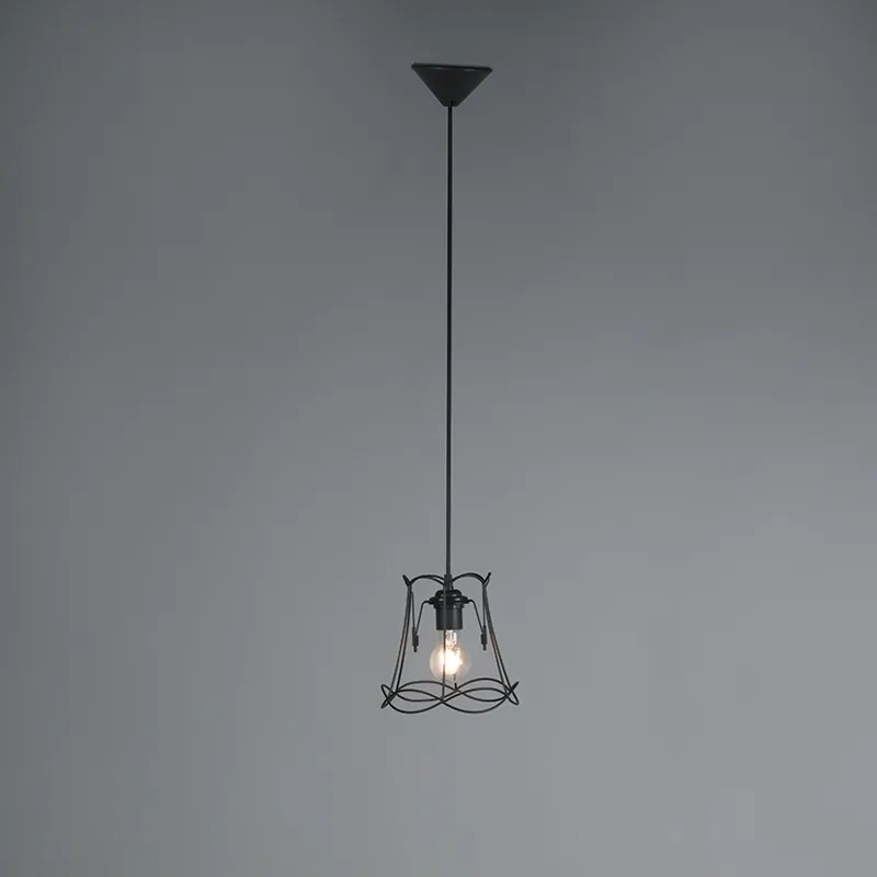 Retro hanglamp zwart 20 cm - Granny Frame Retro Minimalistisch E27 Draadlamp rond Binnenverlichting Lamp