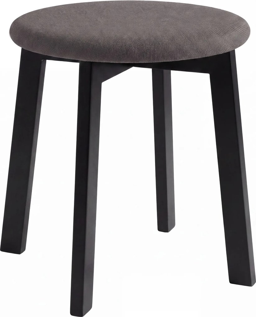 Mazzoni ZOI Taupe Beige (stof Storm 26)/zwart beuken onderstel - RONDE GESTOFFEERDE KRUK VOOR KEUKEN/WOONKAMER