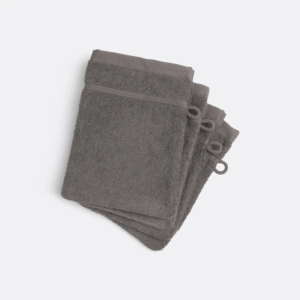 Set van 4 washandjes in bouclette badstof, Zavara