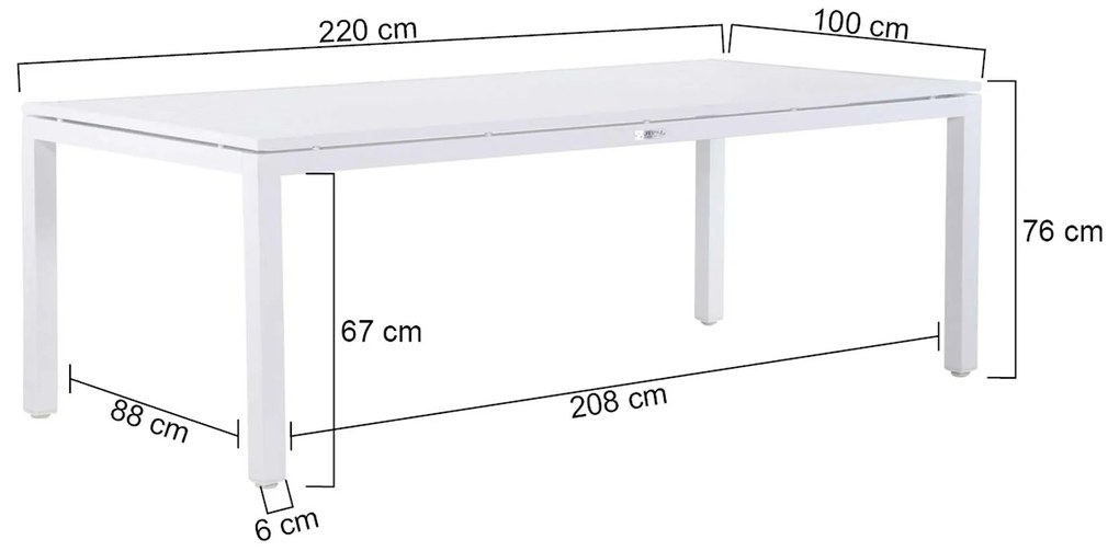 Tuinset 6 personen 220 cm Outdoor textiel Wit Lifestyle Garden Furniture Parma/Concept