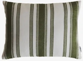 Rechthoekig Kussen 30x40 Cm In Norvek-linnen Intens Olijfgroen - Gardenia Wit - Sklum