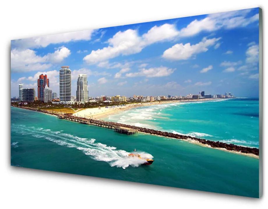 Plexiglas foto Ocean city beach landschap 100x50 cm