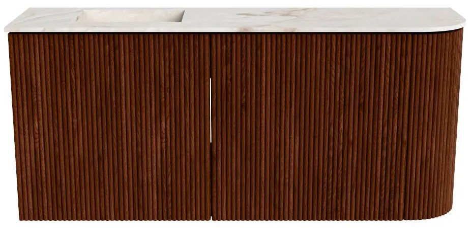 Mondiaz Joya DLux 90cm toiletmeubel ronding rechts ruby met wastafel faye links 1 kraangat frappe