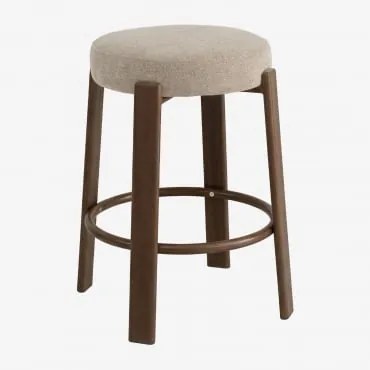 Hoge Kruk Van Chenillestof En Ijzer Jolie Donkerbruin Hout & ↑65 Cm & Chenille Tarwebruin - Sklum