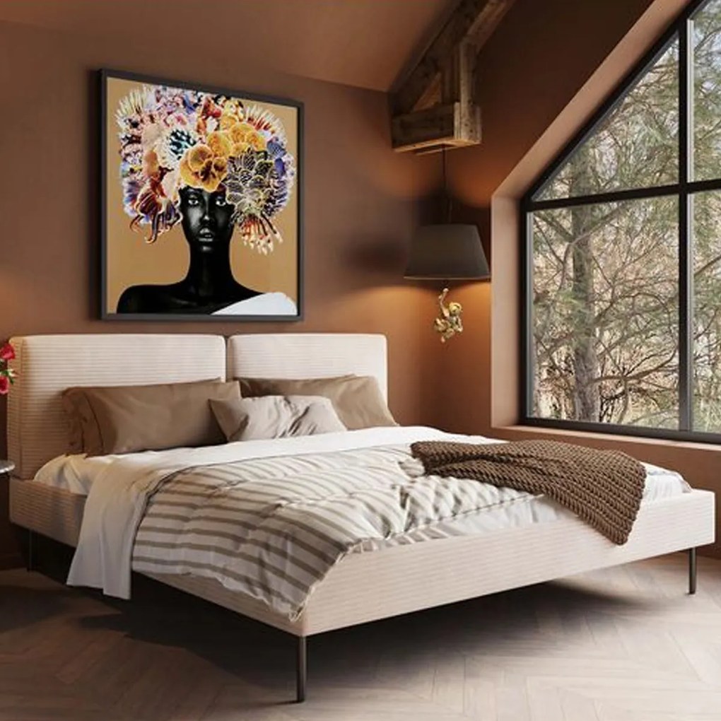 Gestoffeerd Bedframe Beige Stof 180 Cm