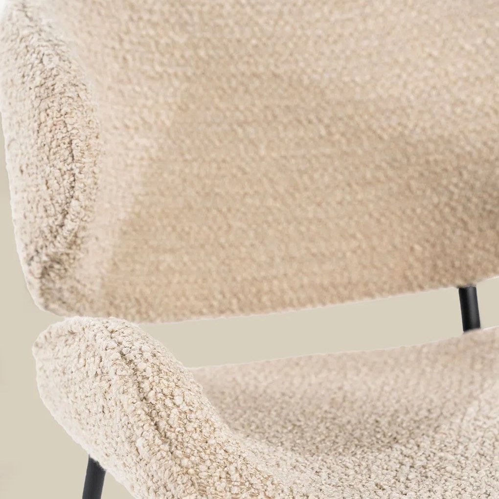 Boucle Eetkamerstoel Ronde Rug Zandkleur