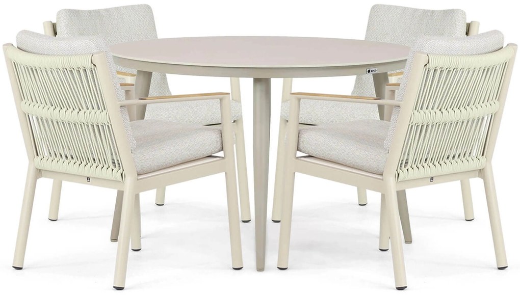Tuinset Ronde Tuintafel 4 personen 120 cm Aluminium/rope Taupe Coco Sevilla/Vienna