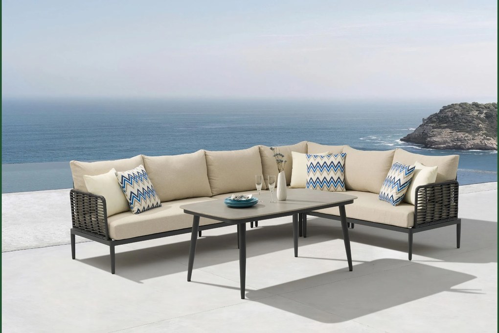 Hoek loungeset 6 personen Aluminium/wicker Grijs Coco Ibiza