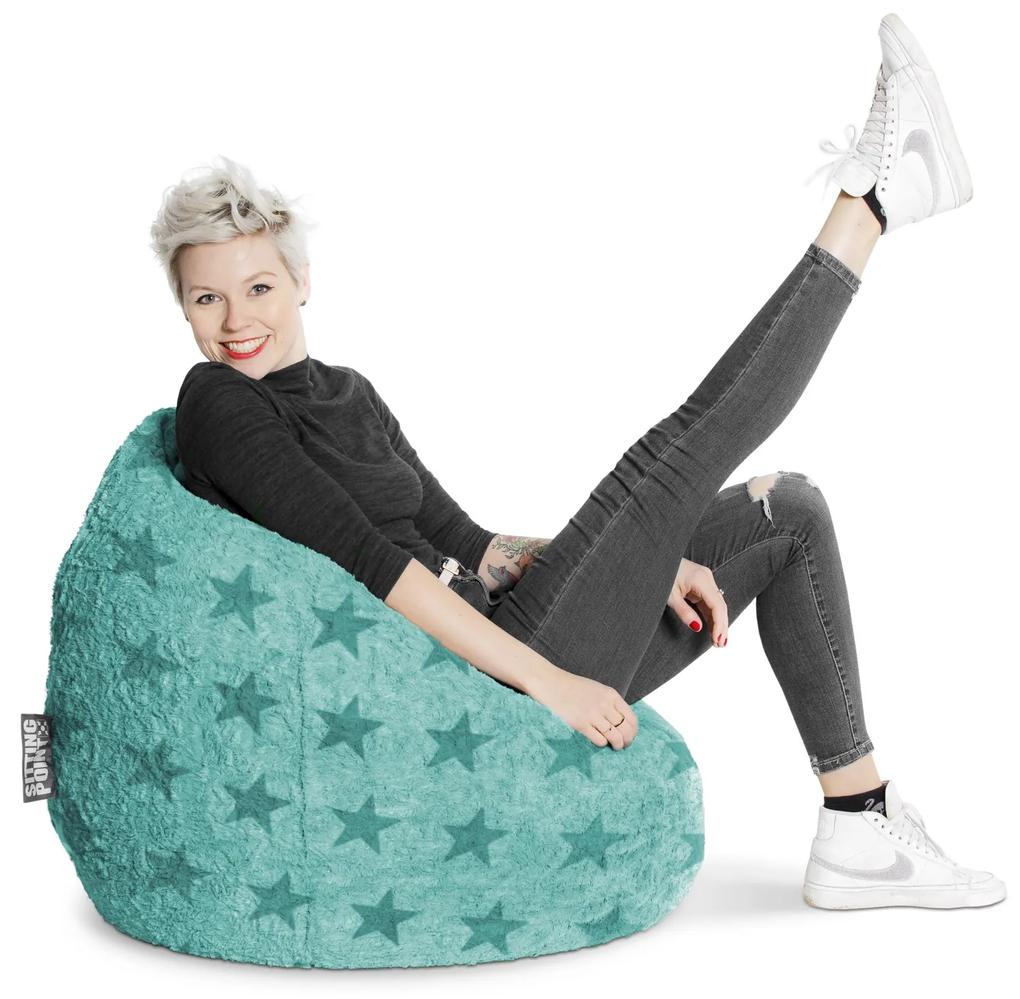 Sitting Point BeanBag Fluffy Stars XL - Turquoise