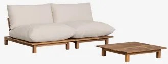 Woonkamerset Met 2-delige Modulaire Relaxbank En Salontafel In Brina Acaciahout Beige – Crème - Sklum