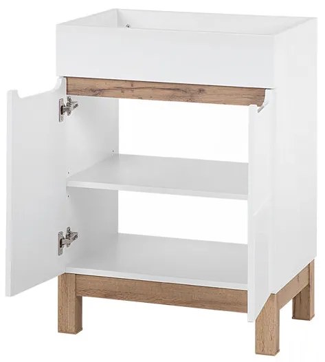 Comad Bali White badkamermeubel 60cm met witte wastafel en kraangat eiken/wit