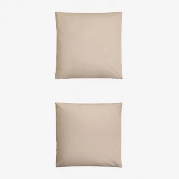 Pack Van 2 Kussenslopen Van 180-draads Perkal Katoen Lesia Tapioca Beige & 60 X 60 Cm - Sklum