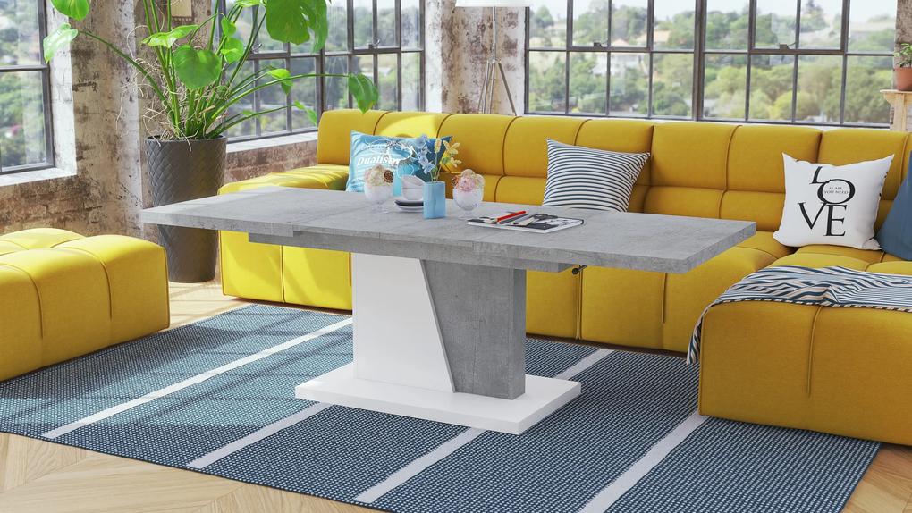 Mazzoni GRAND NOIR beton / wit, uitschuifbare tafel