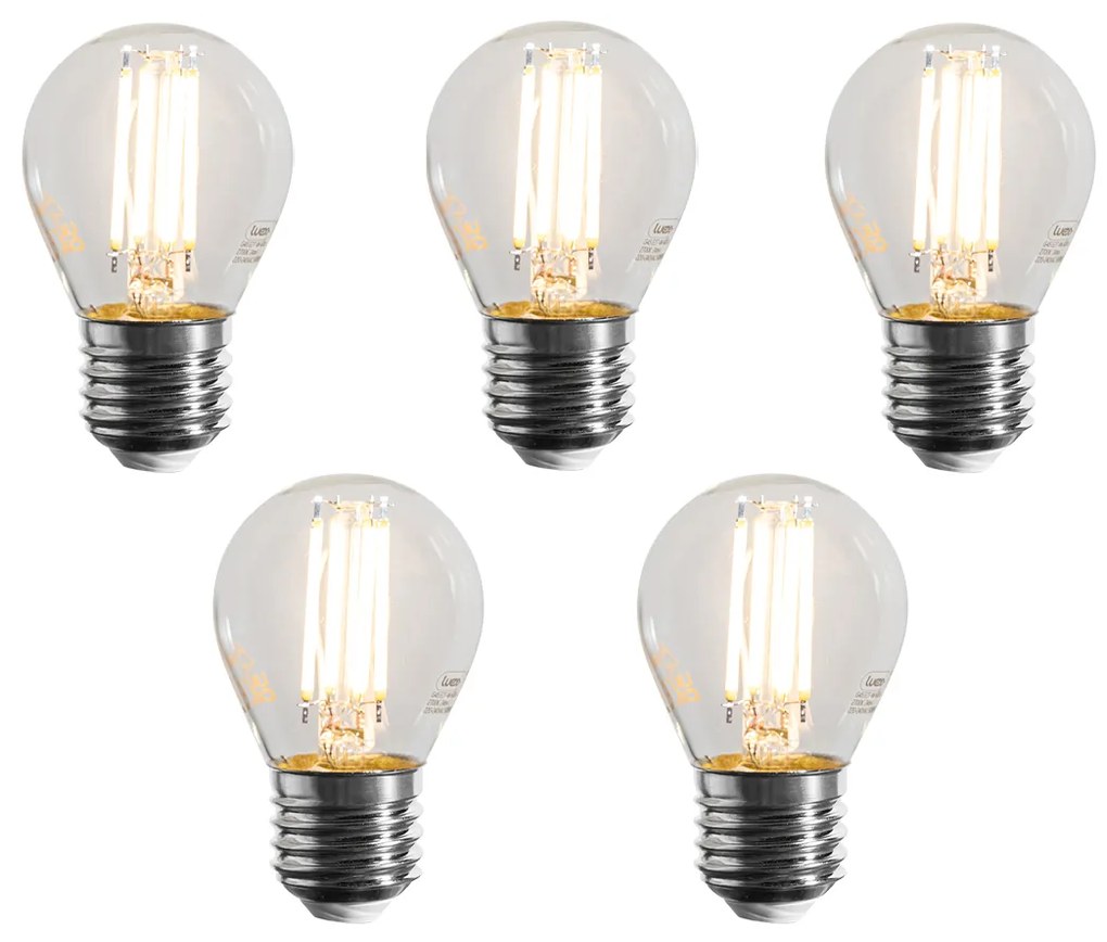 Set van 5 E27 dimbare LED lampen filament G45 helder 4W 470 lm 2700K