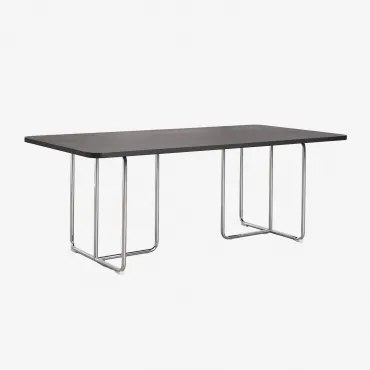 Rechthoekige Eettafel In Mdf En Roestvrij Staal Tento Zwart Essenfineer & 200 X 100 Cm - Sklum