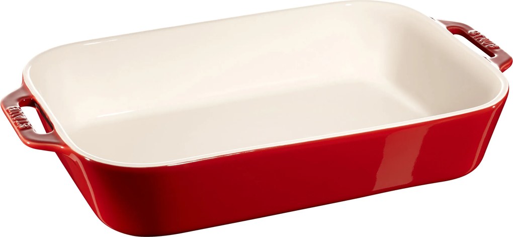 Staub Ceramique Ovenschaal 34 cm, Rechthoekig, Kersenrood - Ceramique - Staub