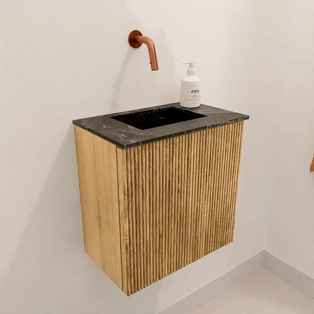Mondiaz Joya DLux 40cm toiletmeubel oak met wastafel faye midden zonder kraangat lava