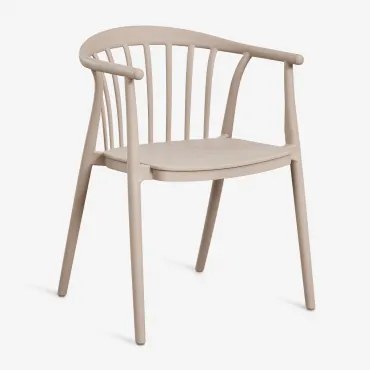 Set Van 2 Stapelbare Tuinstoelen Met Armleuningen Van Ivoorkleurig Polypropyleen Moka Bruin - Sklum