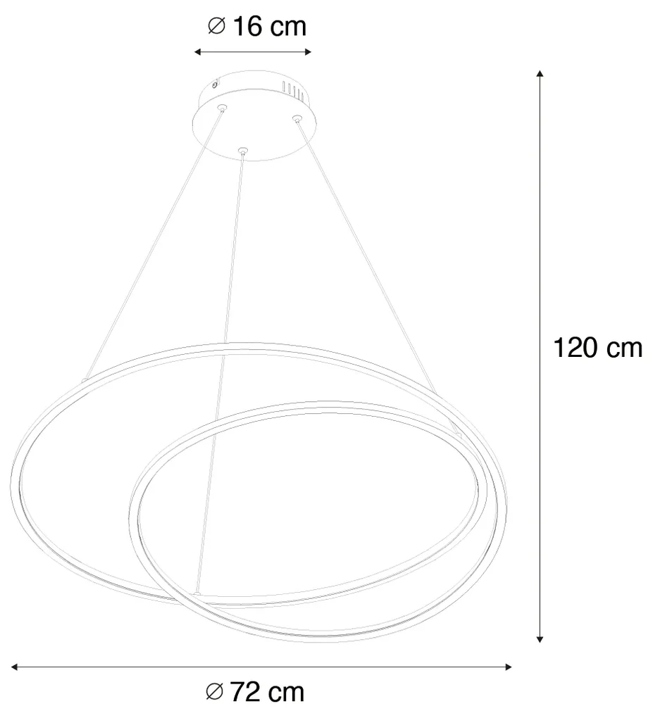 Design hanglamp goud 72 cm incl. LED 3-staps dimbaar - Rowan Design rond Binnenverlichting Lamp