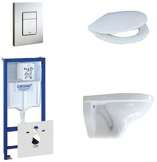 Adema Classico toiletset bestaande uit inbouwreservoir, toiletpot, toiletzitting en bedieningsplaat RVS 0729205/0261520/4345100/0720026