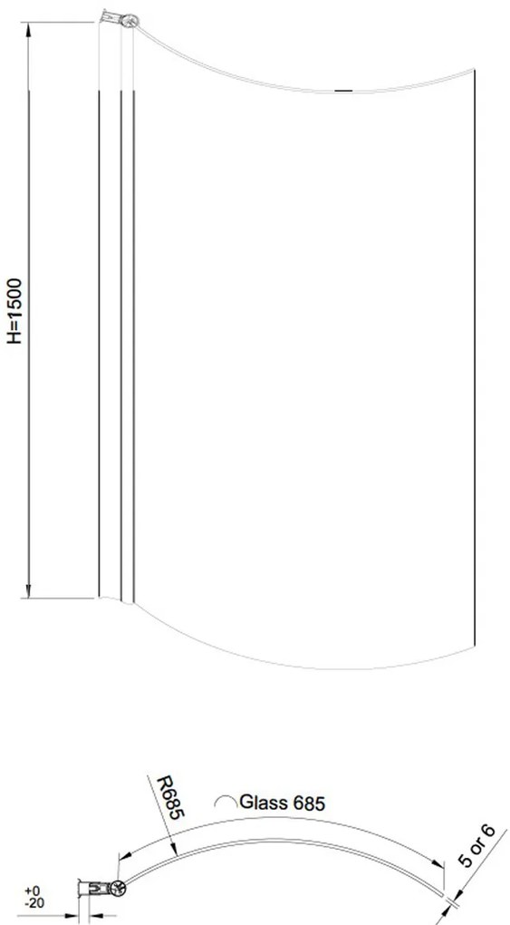 Eastbrook C-Shape badwand 75x150cm met 5mm veiligheidsglas chroom