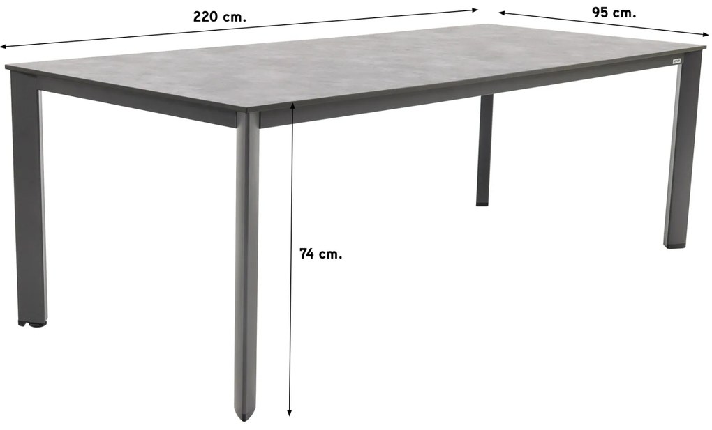Kettler Legato/Edge verstelbare aluminium tuinset voor 6 personen 220x95 cm. - Antraciet