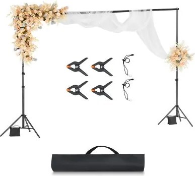 VEVOR Achtergrondstandaard Verstelbare Foto Achtergrondstandaard (Achtergronddoek: 300 x 300 cm), Draagbare Achtergrondstandaard met 2 Statieven, Schermstandaard voor Productfotografie Studiofotografie