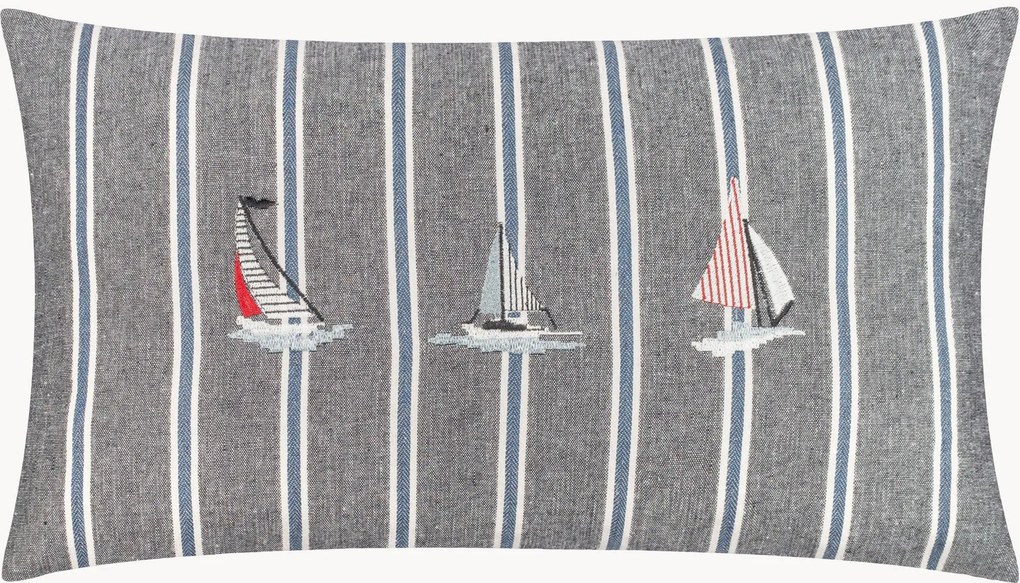 Handgeborduurd katoenen kussen Abersoch Regatta