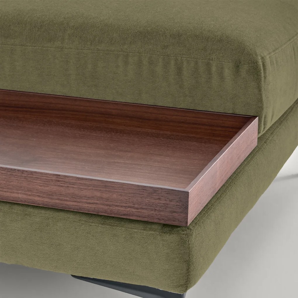 Voetensteun met dienblad, in stonewashed fluweel, MODERNISTE, ontwerp Emmanuel Gallina